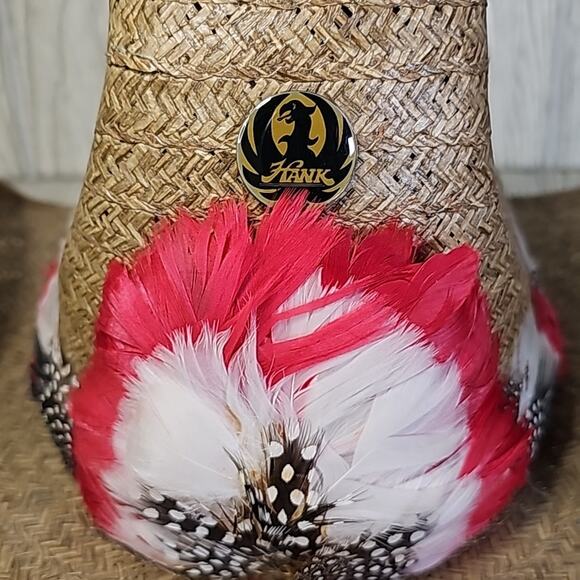 Bronco Buster Feather Cowboy Western Straw Hat - Picture 2 of 7